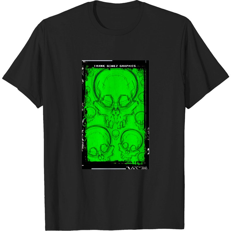 T-shirt pour hommes Skullshirt avec motifs de crânes sur fond vert — T-shirts pour hommes
