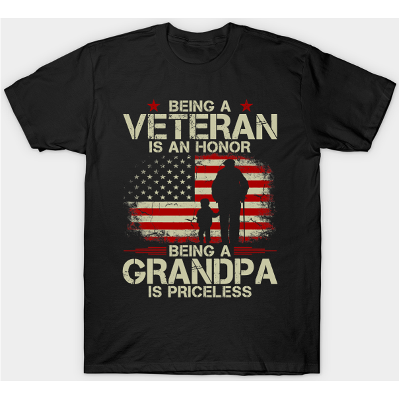 Veteran Honor Grandpa Priceless T-Shirt — Mens T Shirts