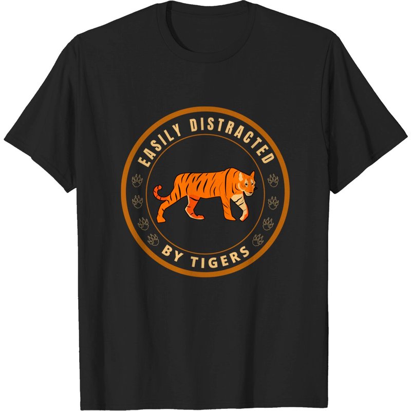 Easily Distracted By Tigers Men's T-Shirt in Black — Mens T Shirts