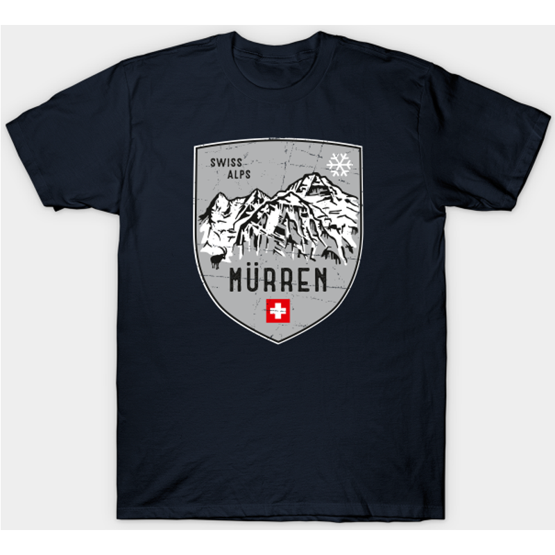 T-shirt Noir Emblem Murren pour Hommes — T-shirts pour hommes
