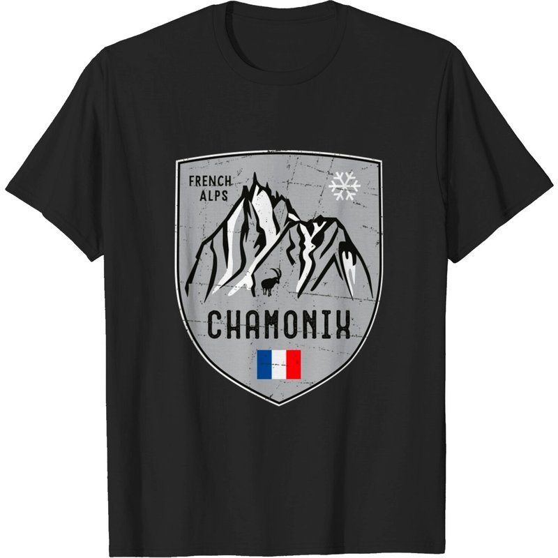 T-shirt pour hommes Emblem Chamonix en noir — T-shirts pour hommes