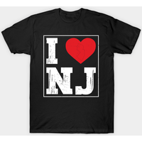 T-shirt Vintage I Heart Love NJ Carte de la Ville du New Jersey — T-shirts pour hommes