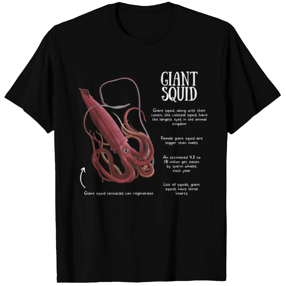 Animal Facts Giant Squid T-Shirt for Men Black
