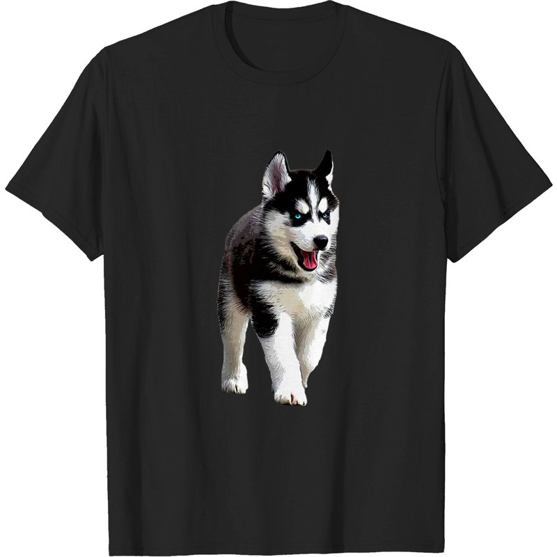 T-shirt pour hommes avec chiot Husky Sibérien — T-shirts pour hommes