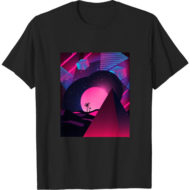 Vaporwave Synthwave Galactic Pyramid Sunset T-Shirt for Men — Mens T Shirts