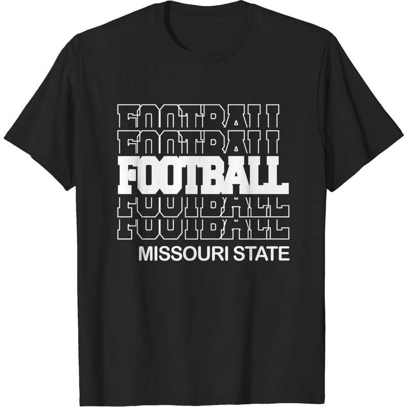 T-shirt de football de l'État du Missouri pour hommes en lettrage moderne empilé