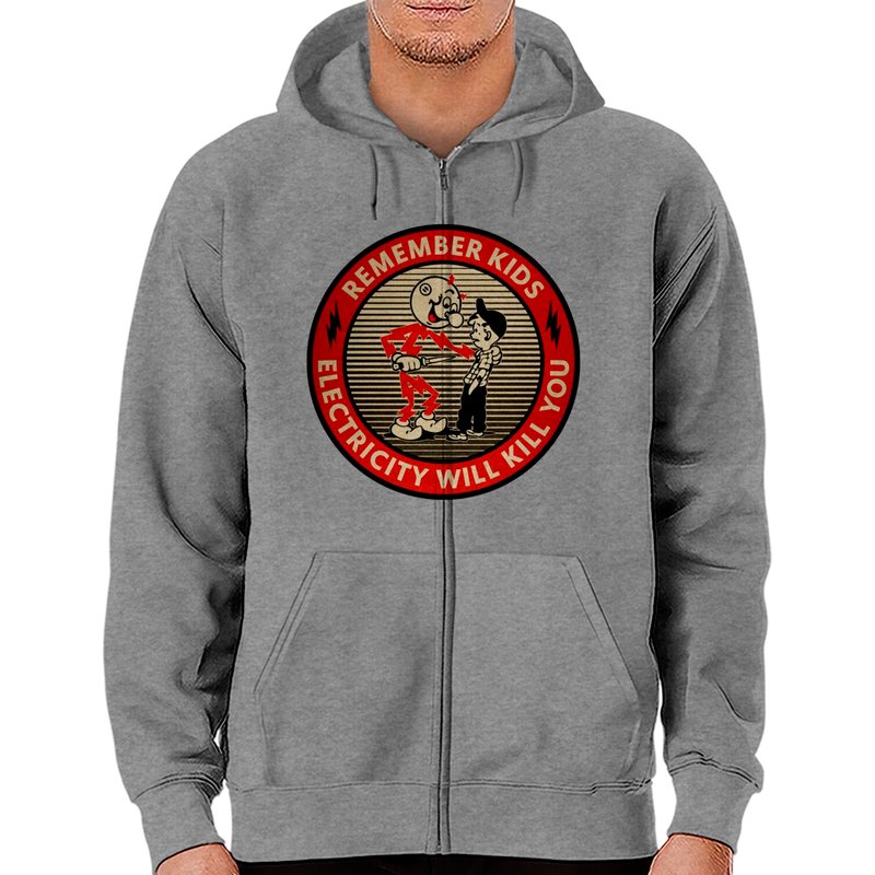 Hoodies zippés Electricity Will Kill You Kids pour unisexes — Sweats à capuche pour hommes