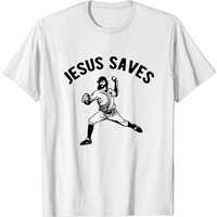 Jesus Saves Baseball Pitcher T-Shirt for Men — Mens T Shirts