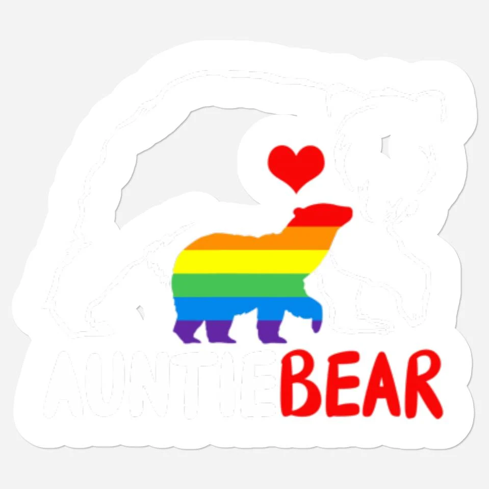 Autocollant Proud Aunt Rainbow Flag LGBT d'Auntie Bear — Autocollants et stickers