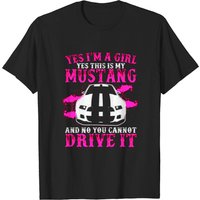Yes I Am A Girl Mustang Men's T-Shirt in Black — Mens T Shirts