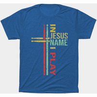 In Jesus Name I Play Drumming Lover T-Shirt for Men — Mens T Shirts