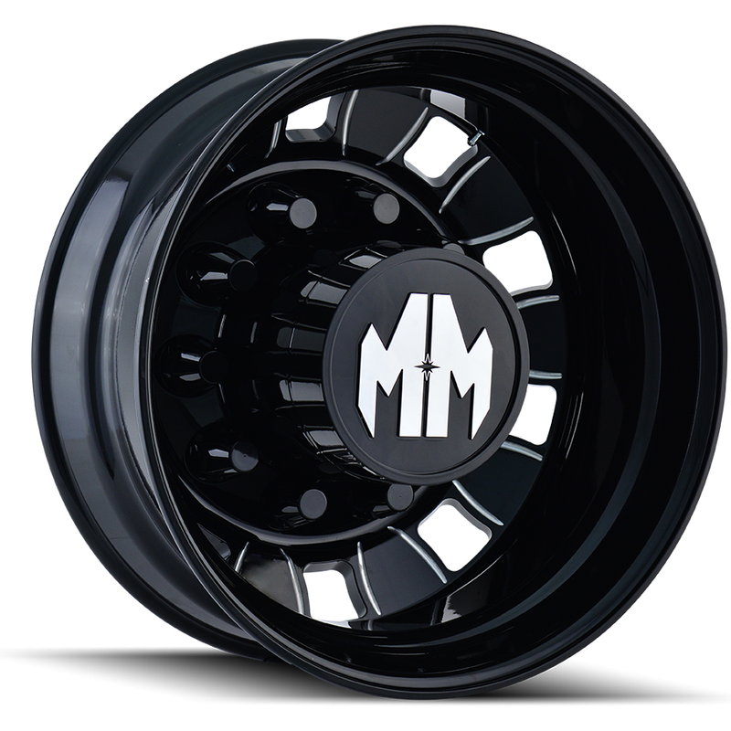 Mayhem 8180 Bigrig Gloss Black Milled Wheels - 24.5x8.25 — Wheels & Rims