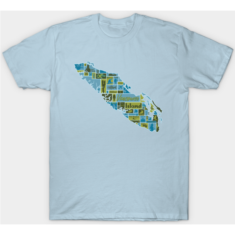 T-shirt pour hommes avec carte graphique de l'île de Vancouver — T-shirts pour hommes