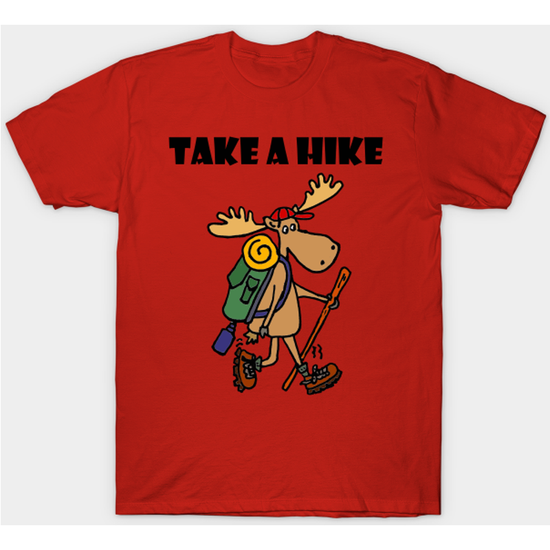 T-shirt humoristique "Take A Hike" avec un orignal pour hommes