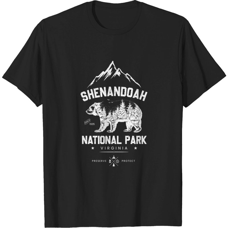 T-shirt pour hommes du parc national de Shenandoah en noir — T-shirts pour hommes