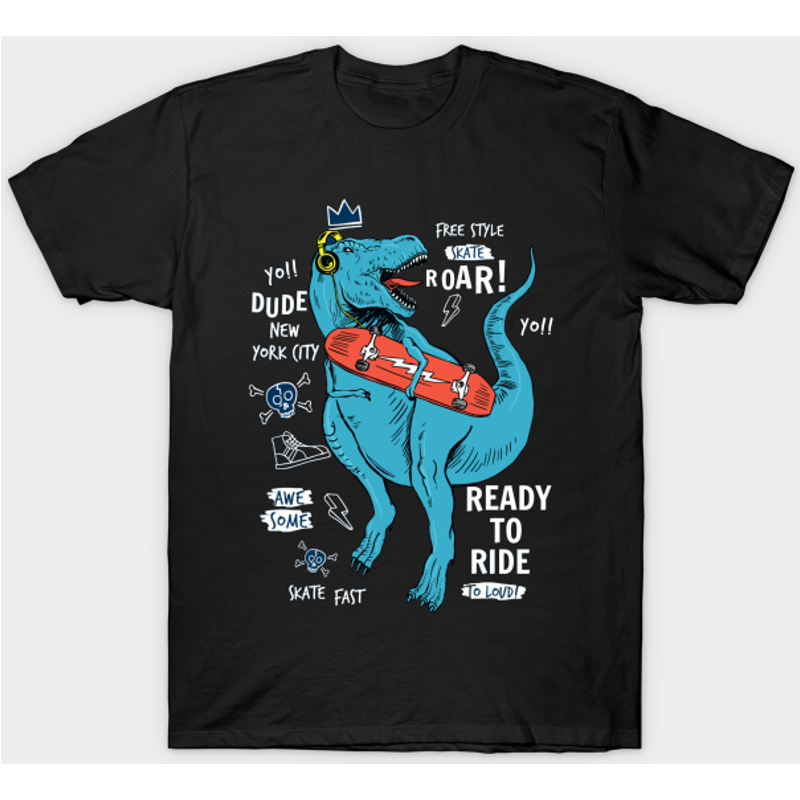 Skateboard Dinosaur Men's T-Shirt in Royal Blue — Mens T Shirts