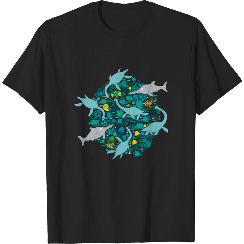 T-shirt pour hommes Swimming With Plesiosaurs - Design préhistorique mignon — T-shirts pour hommes