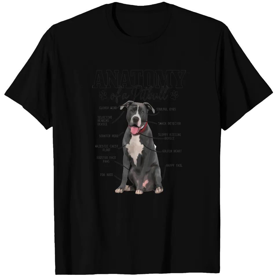 T-shirt Anatomy Of A Pitbull Dog pour hommes — T-shirts pour hommes