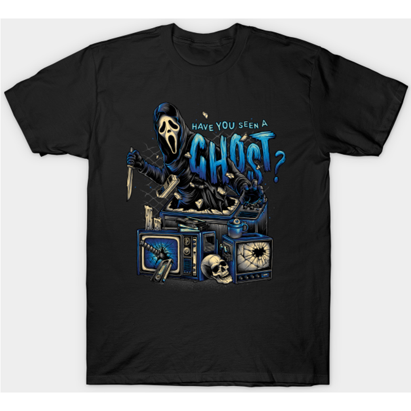 T-shirt Seen A Ghost Horror pour hommes en noir