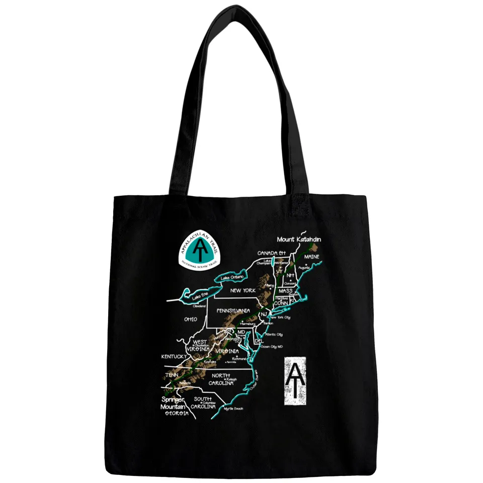 Appalachian Trail Hiking Map Tote Bags — Tote Bags