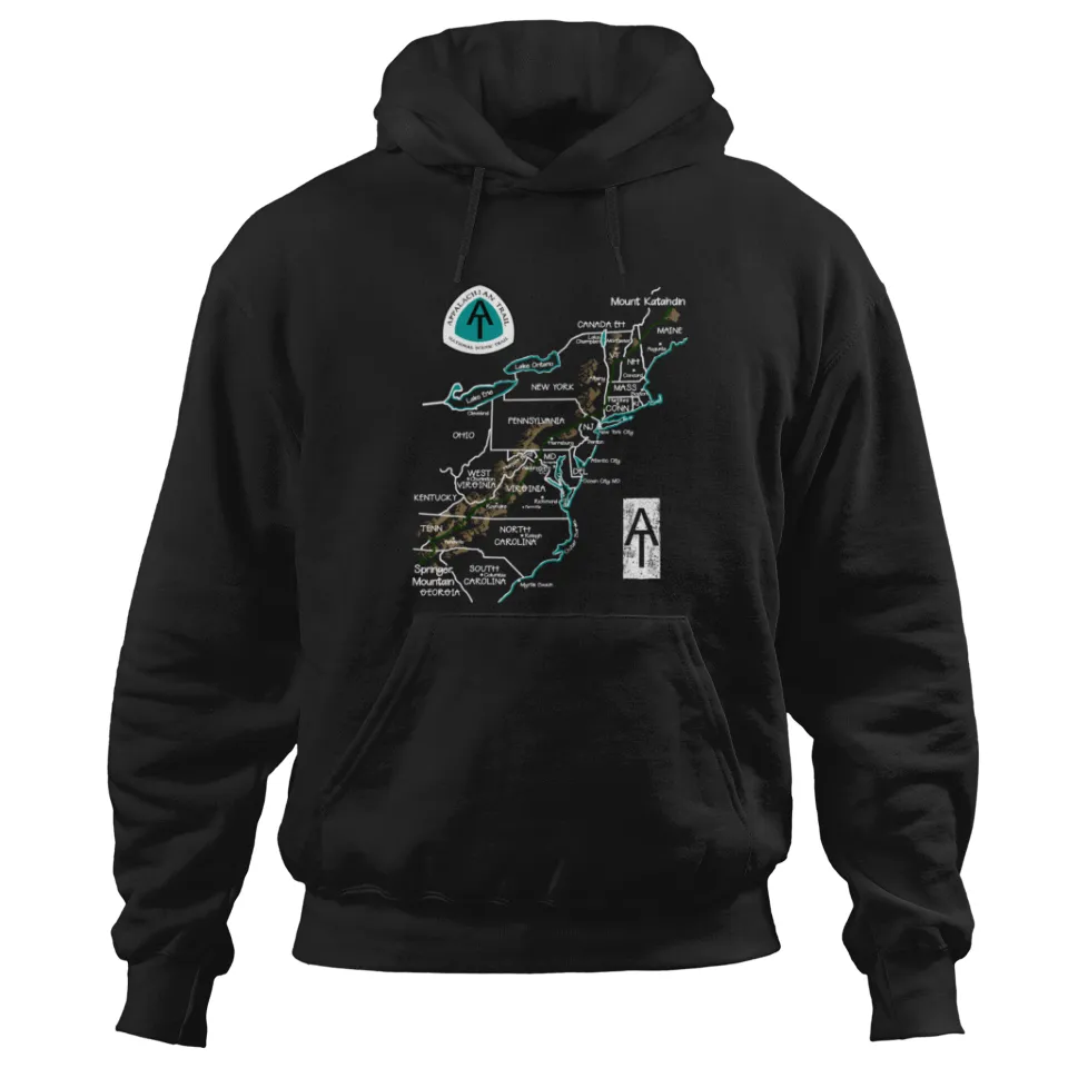 Hoodies Carte de Randonnée du Sentier des Appalaches pour Unisexe — Sweats à capuche pour hommes