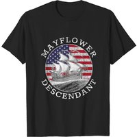 T-shirts Distressés Drapeau USA Descendant Mayflower pour Hommes — T-shirts pour hommes