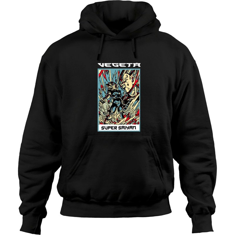 Hoodie Noir Unisexe Vegeta Dragon Ball — Sweats à capuche pour hommes