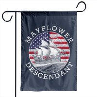 Mayflower Descendant USA Flag Distressed Garden Flag