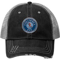 Casquette Trucker Columbia Inn Pine Tree Vermont Imprimé Noël Blanc