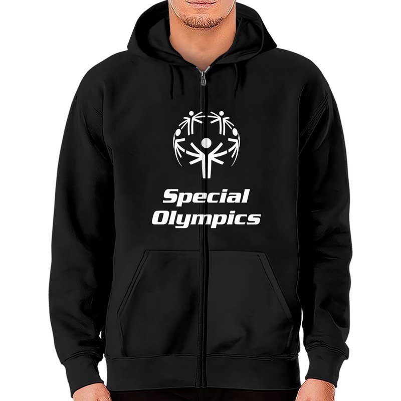 Hoodies zippés Unisexes des Spécial Olympics en Noir — Sweats à capuche pour hommes