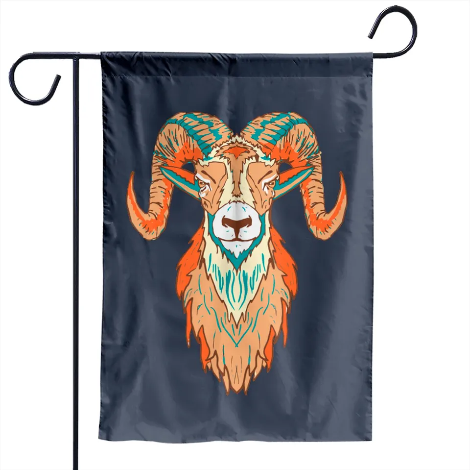 Artistic Big Horn Sheep Ram Head Garden Flag — Decorative Flags