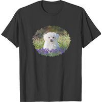 T-Shirt pour hommes avec chiot Maltais en noir — T-shirts pour hommes