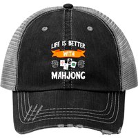 La vie est meilleure avec un chapeau trucker Mah Jongg