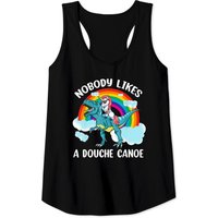 Nobody Likes A Douche Canoe T-shirt à Manches Sans Manche Dinosaure Arc-en-Ciel