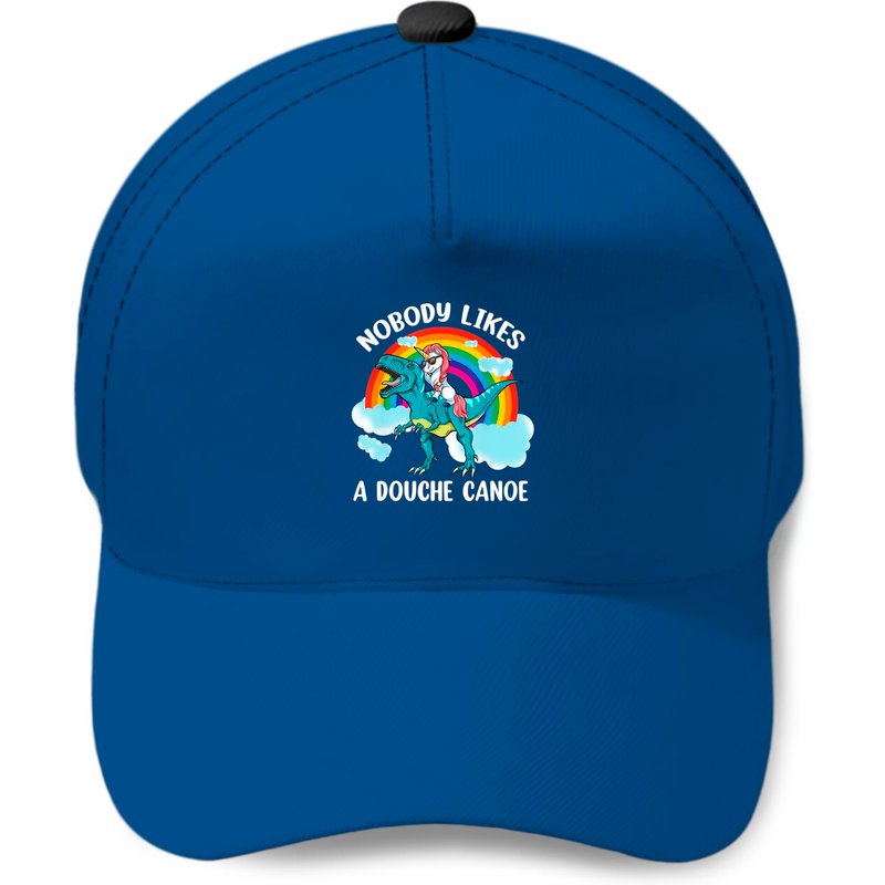 Casquette Nobody Likes A Douche Canoe Licorne Arc-en-Ciel Sur Dinosaure — Casquette de baseball