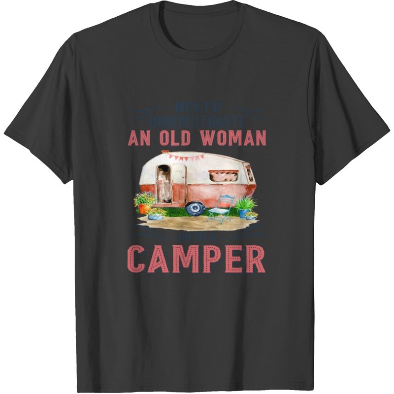 T-shirt Old Woman Camper pour hommes en noir — T-shirts pour hommes