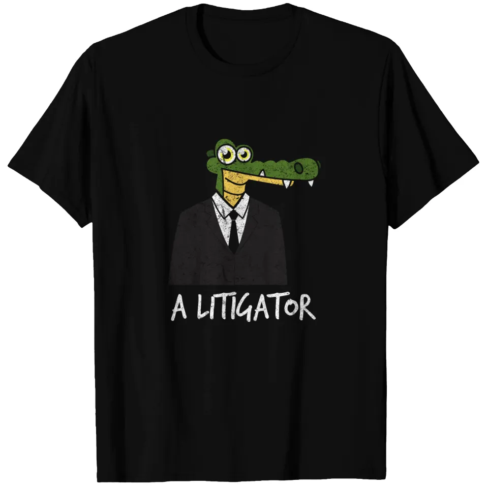 Litigator Alligator Lawyer T-Shirt for Men — Mens T Shirts