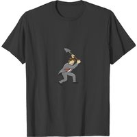 Businessman With Shovel Digging Cartoon T-Shirt for Men