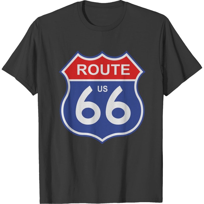T-shirt Route 66 pour hommes en noir