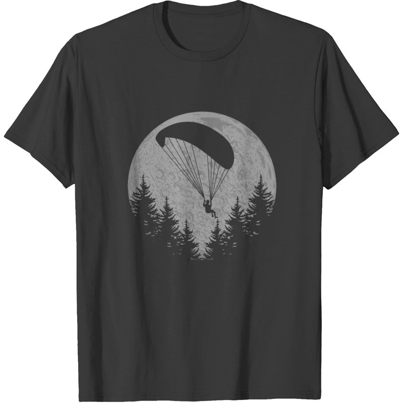 T-shirt pour hommes Paragliding Moon en noir — T-shirts pour hommes