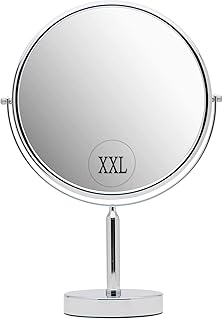 LED makeup mirror: 3X Magnifying Mirror on Stand - Round Makeup Table Mirror for Vanity, Bathroom and Retail…