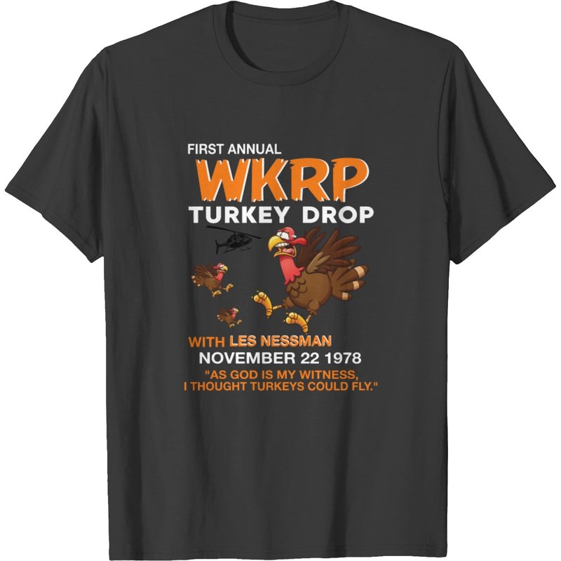 T-shirt pour hommes Thanksgiving Première Année WKRP Turkey Drop — T-shirts pour hommes