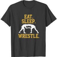 Wrestler Eat Sleep T-Shirt for Men in Black