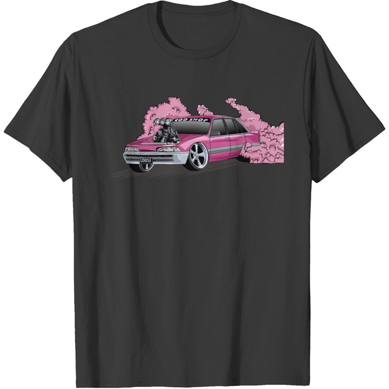 Loo5e Burnout Car T-Shirt for Men in Black — Mens T Shirts
