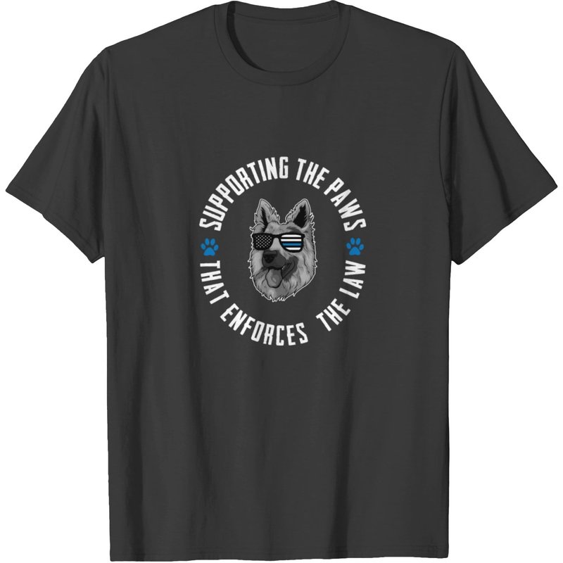 K9 German Shepherd Thin Blue Line Cop US Flag T-shirt for Men