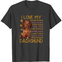T-shirt pour hommes I Love My Red Dachshund Weiner-Dog Doxie