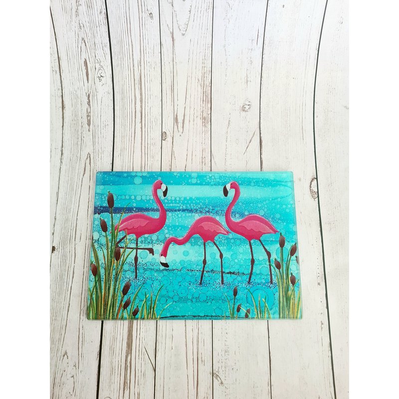 Flamingo Tempered Glass Chopping Board and Placemats — Kitchen Gadgets