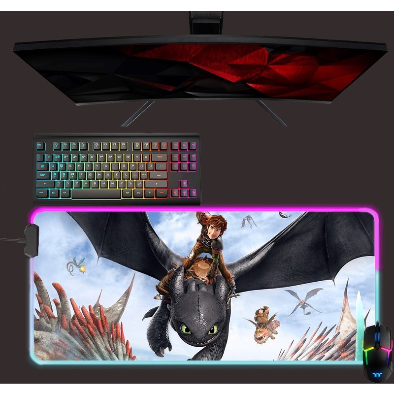 Tapis de Souris LED How To Train Your Dragon - Tapis de Jeu RGB Toothless — Tapis de souris et sous-mains