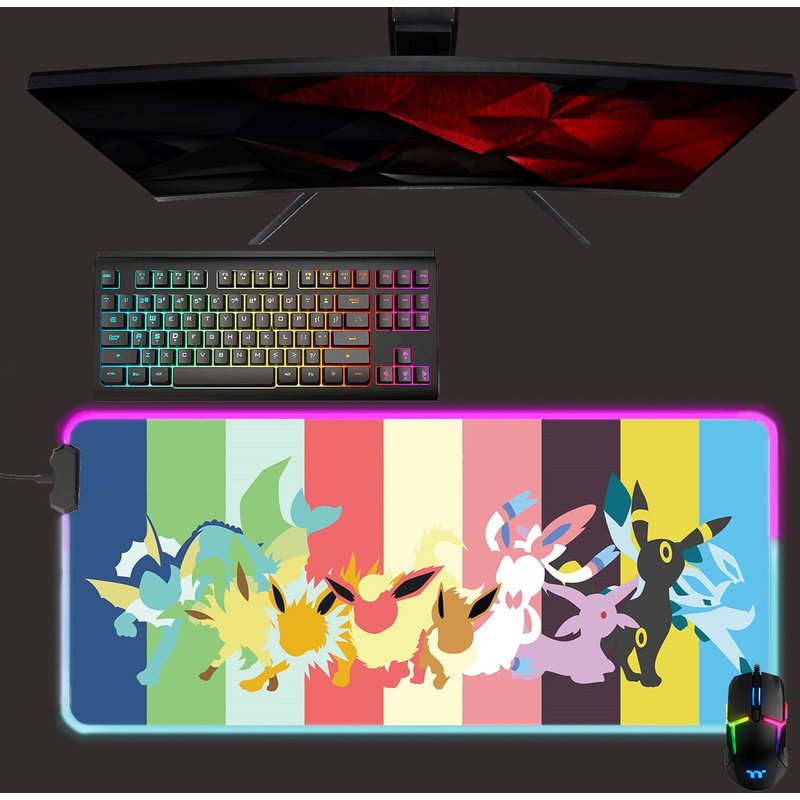Pokemon LED Mouse Mat, Eevee Evolution RGB Desk Pad — Mouse Pads & Desk Mats