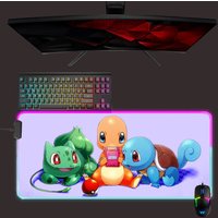 Tapis de souris LED Pokemon avec Squirtle, Charmander, Bulbasaur — Tapis de souris et sous-mains